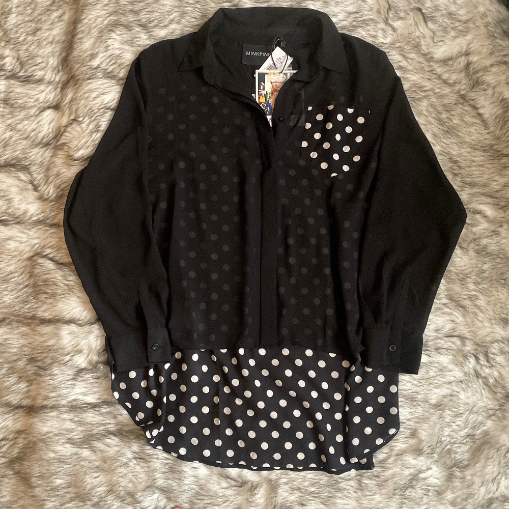 MINK PINK - Sheer Button Down Blouse - M